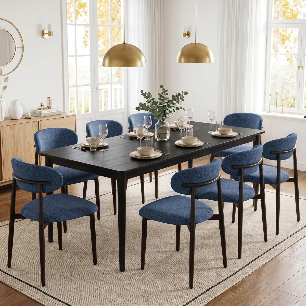 UVV Dining Chairs Set of 4, Metal Kitchen Chairs with Modern Fabric Upholstered for Dining Room, Beige