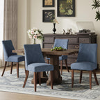 COLAMY Upholstered Dining Chairs Set of 6, Mid Century Modern Kitchen Chairs with Back, Farmhouse Fabric Side Dining Room Chairs with Wood Legs for Dining Room Restaurant, Brown