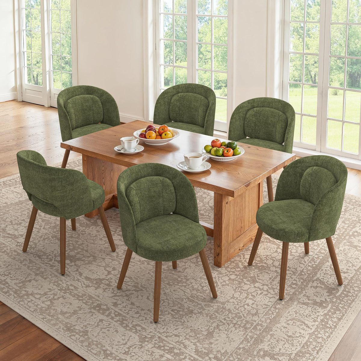 LUE BONA Dining Chairs Set of 4 with Lumbar Support, Green