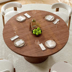 ONBRILL 47 Inch Round Dining Table for 4-6, Walnut