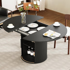 41 in-78 in Extendable Dining Room Table for 4-8, Round Expandable Kitchen Table with Fluted Base, Modern Oval Dinner Tables for Dining Room Kitchen Living Room (Black)