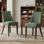 COLAMY Upholstered Dining Chairs Set of 6, Mid Century Modern Kitchen Chairs with Back, Farmhouse Fabric Side Dining Room Chairs with Wood Legs for Dining Room Restaurant, Brown