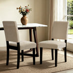 CHUN YI Dining Chairs Set of 4, Upholstered Dining Room Chairs, Modern Farmhouse Parsons Chairs with Solid Wood Legs & Fabric Padded Seat for Kitchen/Living Room/Restaurant, Beige