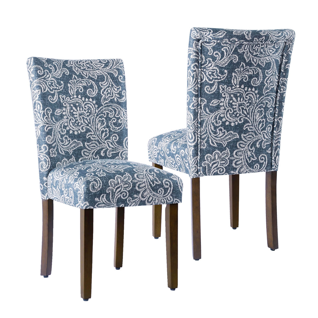 HomePop Parsons Classic Upholstered Accent Dining Chair, Set of 2, Suri Blue