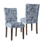 HomePop Parsons Classic Upholstered Accent Dining Chair, Set of 2, Suri Blue