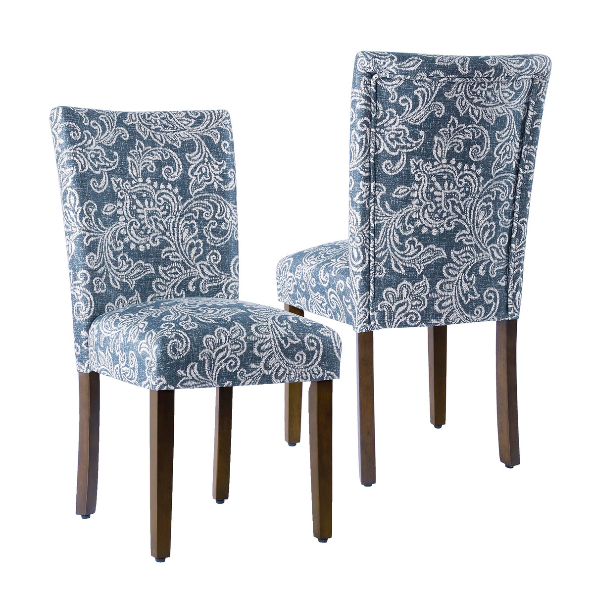 HomePop Parsons Classic Upholstered Accent Dining Chair, Set of 2, Suri Blue