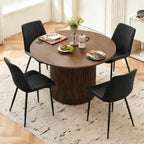 PU Leather Dining Chairs Set of 4, Modern Armless Dining Room Chairs, Comfy Upholstered Kitchen Chairs with Backrest, Black Metal Legs for Living Room, Dinning Room, Beige