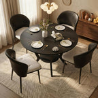 42" Round Dining Table for 4,Kitchen & Dining Tables with Storage,black