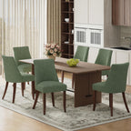 COLAMY Upholstered Dining Chairs Set of 6, Mid Century Modern Kitchen Chairs with Back, Farmhouse Fabric Side Dining Room Chairs with Wood Legs for Dining Room Restaurant, Brown