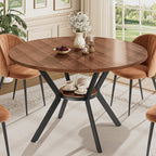 IRONCK Round Dining Table for 4, 43" Farmhouse Kitchen Table with Storage
