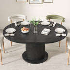 43.3 inch 59 inch Adjustable Size Round Dining Table for 4 6, Unique Design Modern Farmhouse Kitchen Table, Circle Dining Tables with Wood Strip Base for Kitchen Living Room (Walnut)