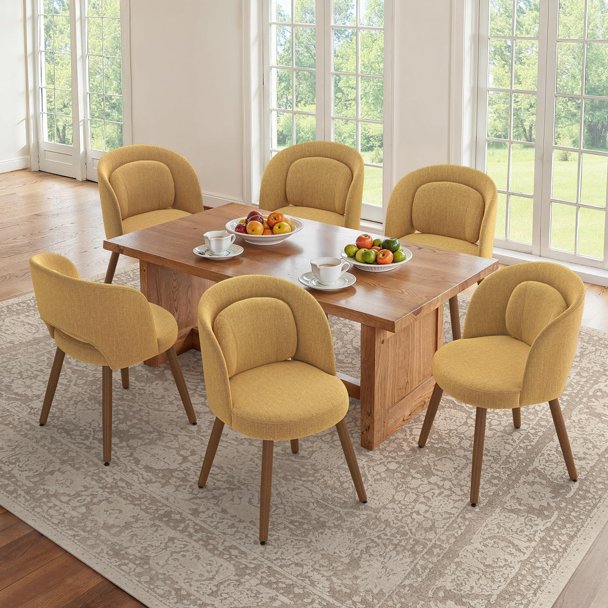 LUE BONA Dining Chairs Set of 4 with Lumbar Support, Green