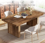 63" Solid Wood Dining Table for 4-6 People, Farmhouse Rectangle Kitchen Dinner Table with Wooden Heavy-Duty Legs for Dining Room, Kitchen, Simple Style & Easy Assembly (Dark Brown)