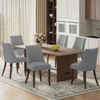 COLAMY Upholstered Dining Chairs Set of 6, Mid Century Modern Kitchen Chairs with Back, Farmhouse Fabric Side Dining Room Chairs with Wood Legs for Dining Room Restaurant, Brown
