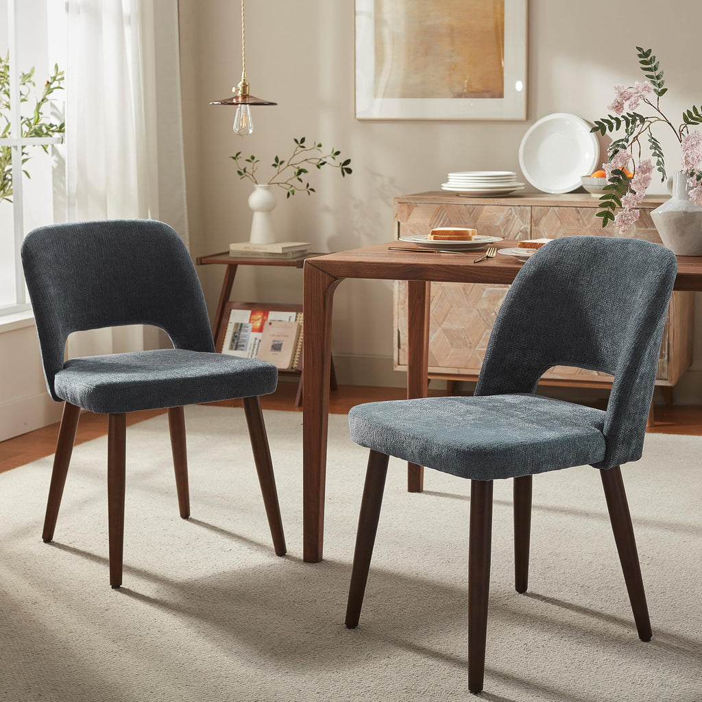 Usaint Wooden Dining Chairs Set of 4, Fabric Dining Room Chairs, Green
