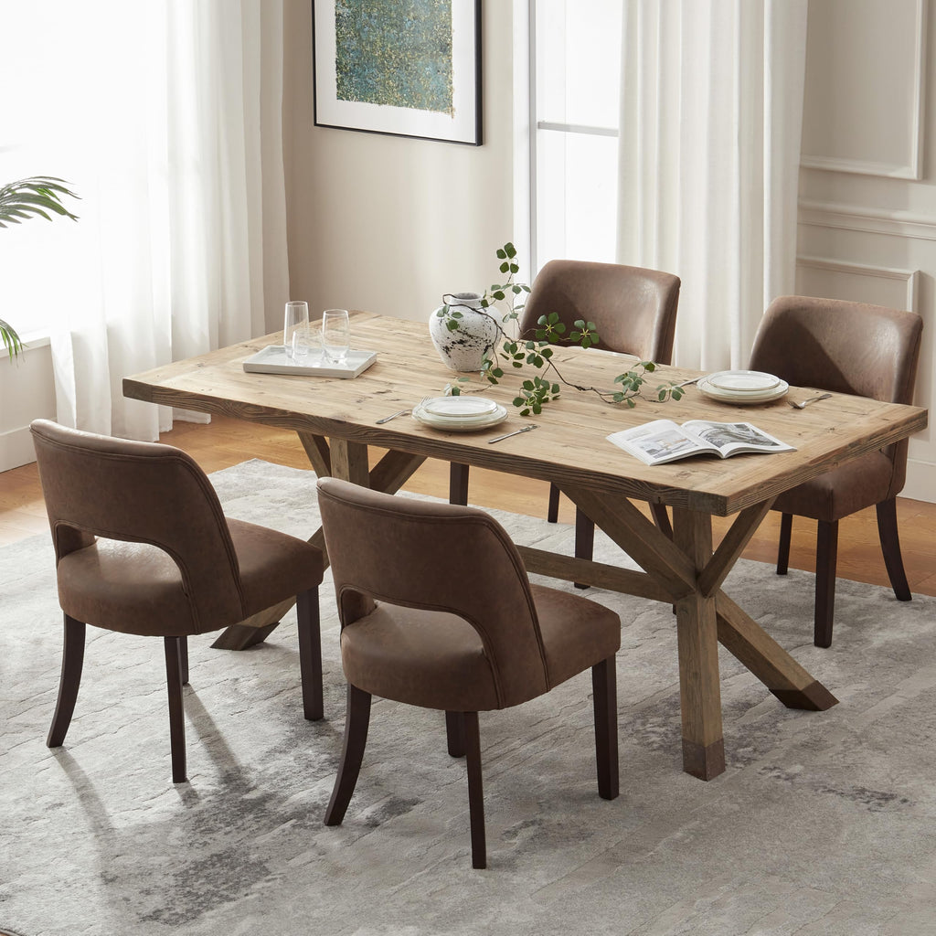 VKNOW Modern Dining Chairs Set of 4 with Rubberwood Legs, Beige