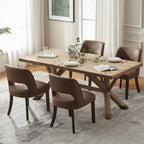 VKNOW Modern Dining Chairs Set of 4 with Rubberwood Legs, Beige
