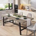 GarveeHome Industrial Dining Table for 6-8 People, 70.87" Long Large Kitchen Table with Sturdy Metal Frame, Rectangular Counter for Dinner, Kitchen, Dining Room (Natural, 71" Non-extendable)