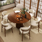 Kitchen Dining Chairs Set of 4 Modern Upholstered Leather Farmhouse Dining Room Chair, Walnut/Beige