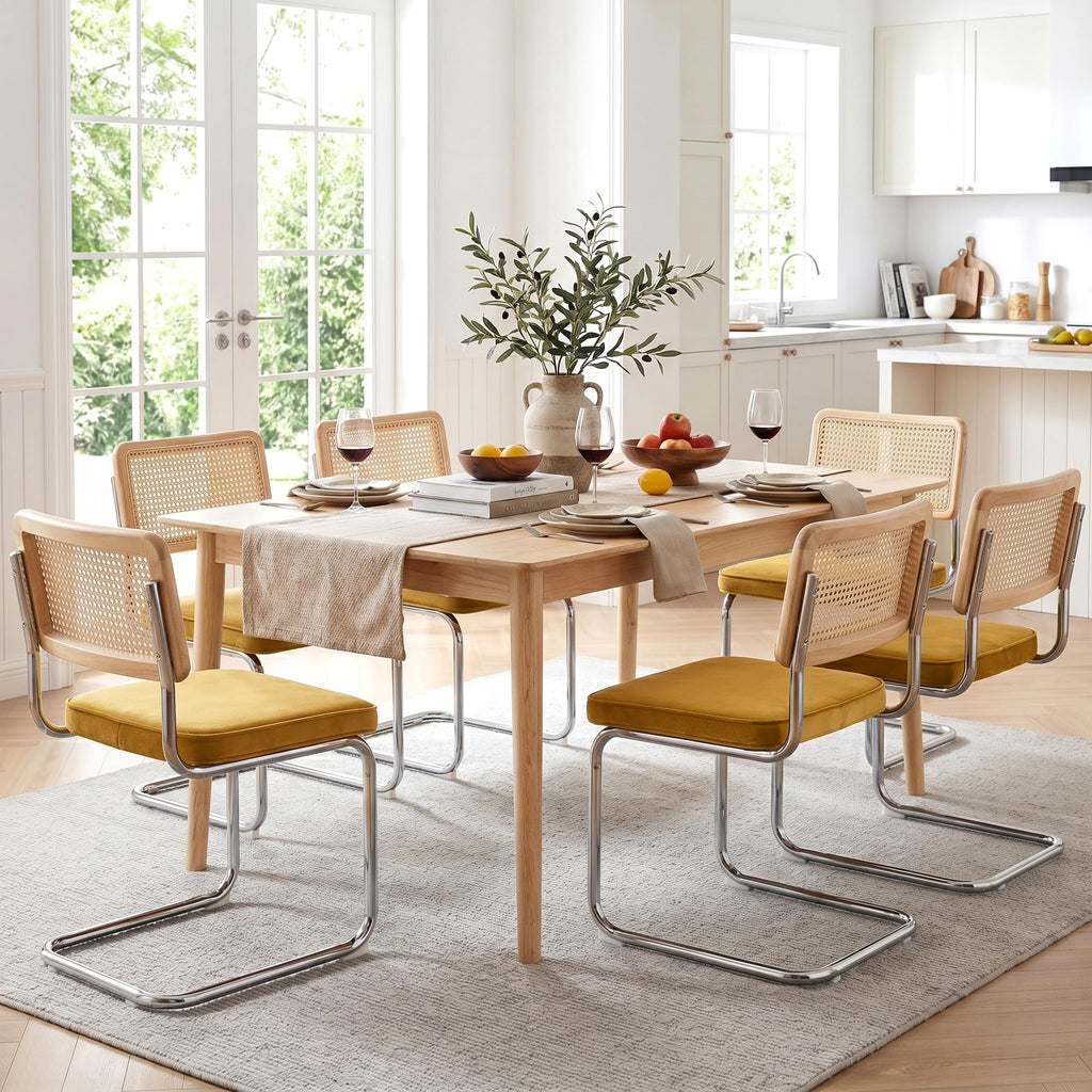 Zesthouse Natural Rattan Dining Chairs Set of 2, Modern Cesca Kitchen Chair