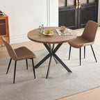 PU Leather Dining Chairs Set of 4, Modern Armless Dining Room Chairs, Comfy Upholstered Kitchen Chairs with Backrest, Black Metal Legs for Living Room, Dinning Room, Beige