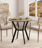 42" Round Dining Table for 4, Farmhouse Kitchen Table with Storage, Space Saving Circle Dinner Table, Rustic Wood Kitchen & Dining Room Tables with Metal Legs for Home, Apartment, Office, Restaurant