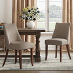 COLAMY Upholstered Dining Chairs Set of 6, Mid Century Modern Kitchen Chairs with Back, Farmhouse Fabric Side Dining Room Chairs with Wood Legs for Dining Room Restaurant, Brown