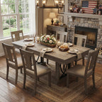 IDEALHOUSE Wooden Dining Table for 6-8 People with 2 Large Drawers, 71 in Long Farmhouse Rectangular Kitchen Dining Table & Thick Table Top, Sturdy Frame, for Big Family, Dinette, Rustic Gray