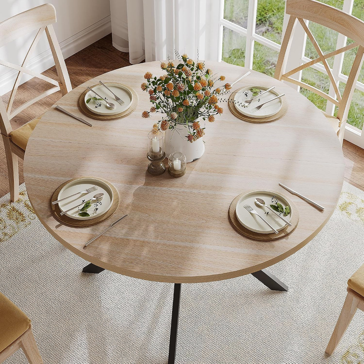 ChooChoo 47.2 Inch Round Dining Table for 4