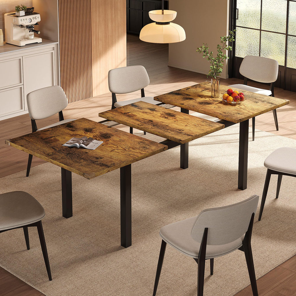 Einhomn Extendable Dining Table for 4-6, 63" Modern Kitchen Table, Farmhouse Dining Room Tables for Dining, Kitchen, Office, Living Room, Rectangular Wooden Tables, Space Saving (Walnut)